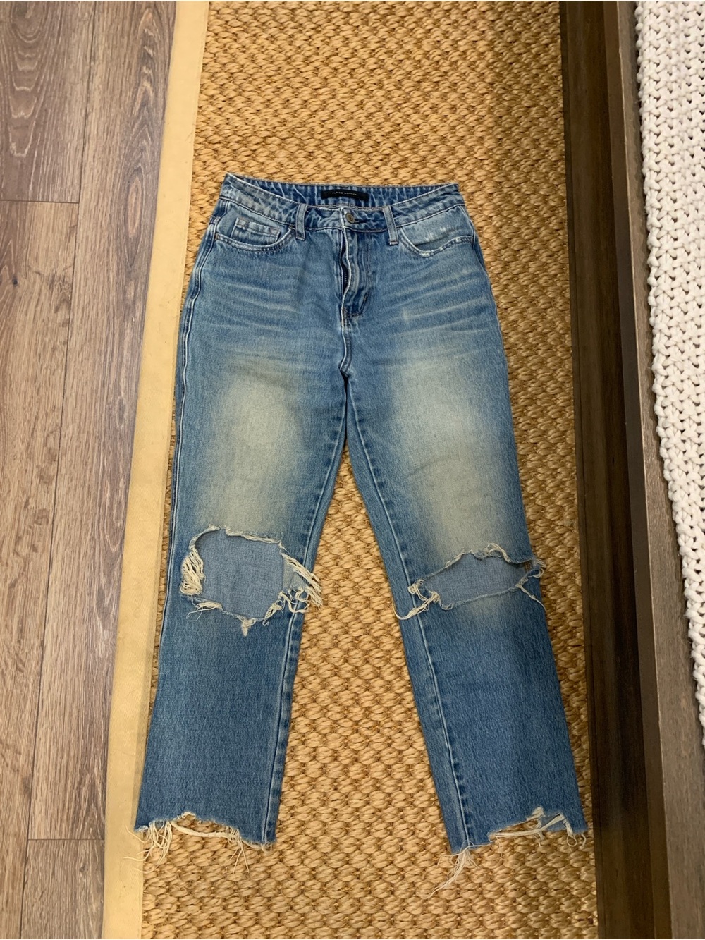 Flying Monkey Distressed Light Blue Straight-Leg Jeans